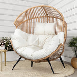 Shintenchi Wicker Egg Chair Outdoor Rattan Patio Chair with Cushion,Oversized Patio Lounge Chairs with Cushion Egg Basket Chair, Egg Seat for Indoor Living Room Bedroom Outside Patio Backyard Balcony Shintenchi