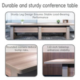 SNKBOAT Conference Table for 12 People, 141.73 in Long Business Tables, Large Rectangle Meeting Seminar Table, Training Table with Thickened Top,2Two Grommets, for Home Office, Studio, Business SNKBOAT