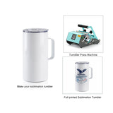 PYD Life 4 PCS Sublimation Blank Tumbler 20 OZ White Mugs with Handle,Stainless Steel Coffee Travel Mug with Sliding Lid for Cricut Mug Press Machine PYD Life