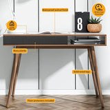 Artswish Mid Century Modern Office Desk with Drawer - Simple Writing Desk for Home Office, Walnut Artswish