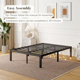 ZIYOO Full Size Bed Frame with Heavy Duty Steel Slat, 14 Inches Platform Bed Frame, Non-Slip Design, No Box Spring Needed, Easy Assembly, Quiet Noise Free, Under Bed Storage Space, Black ZIYOO