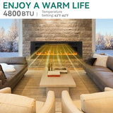 YITAHOME 36" Electric Fireplace Inserts, Fireplace Heaters for Indoor Use, Recessed or Wall Mounted, Remote Control with Timer, Adjustable Temperature, Adjustable Flame Color and Brightness, Crystals YITAHOME