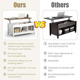 Tangkula Wood Lift Top Coffee Table, Modern Coffee Table w/Hidden Compartment and Open Storage Shelf for Living Room Office Reception Room (White) Tangkula