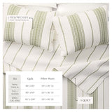 Great Bay Home King Reversible Quilt Bedding Set - All Season, Modern, Lightweight Bedspreads - White and Green Striped Coverlets (Includes 1 Quilt, 2 Pillow Shams) Great Bay Home