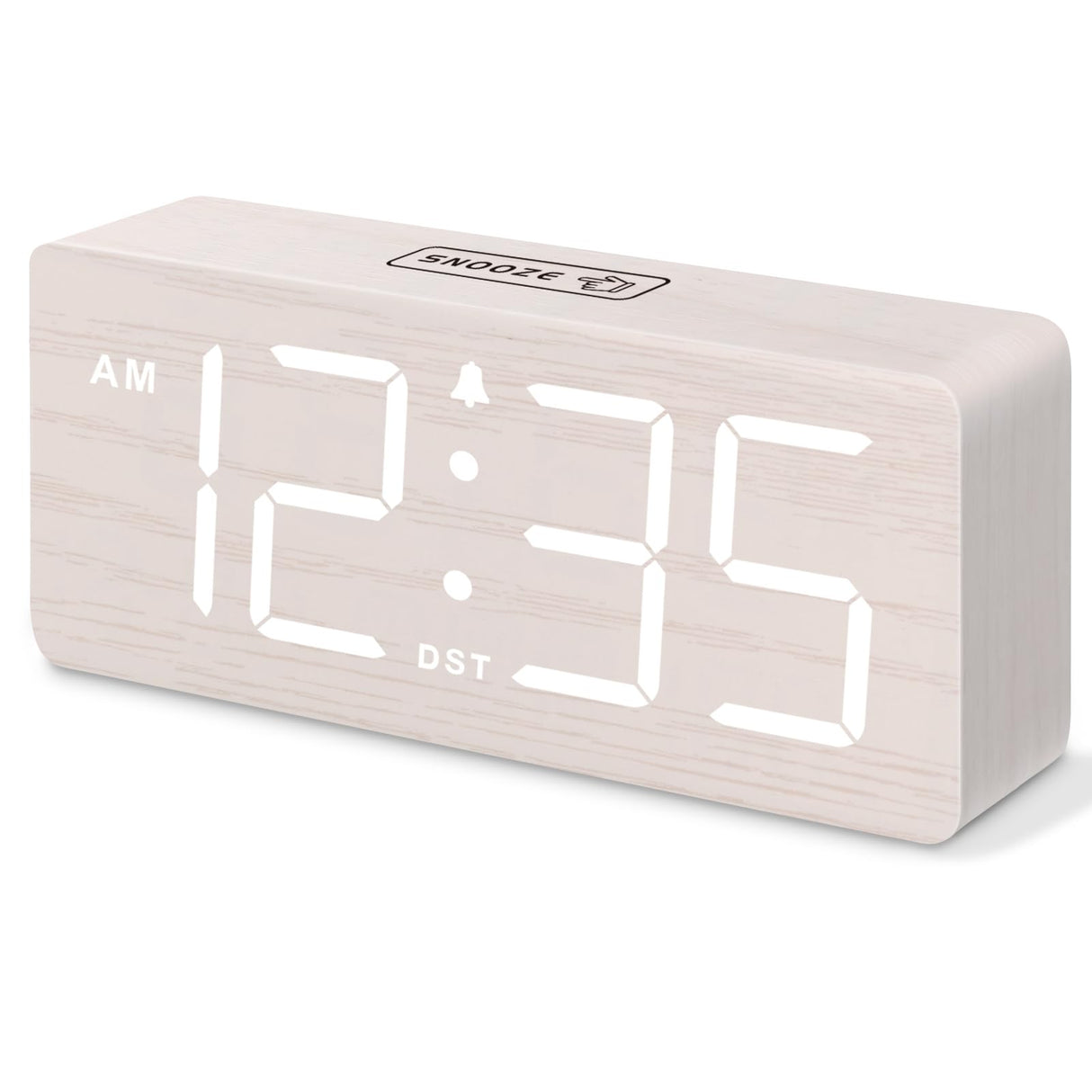 DreamSky Wooden Digital Alarm Clock for Bedroom - Wood Desk Clocks for Living Room with Large Numbers, Dimmer, USB Port, Loud Alarm for Heavy Sleepers with Volume Control, DST DreamSky