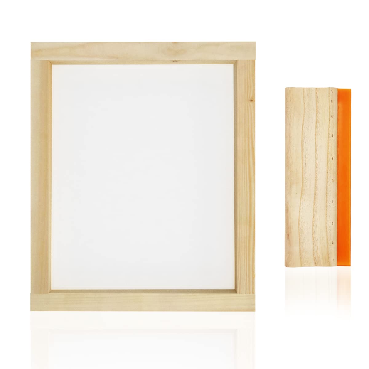 Worown 10 X 14 Inch Wood Silk Screen Printing Frame with 110 White Mesh and 1 Piece 4 x 10 Inches Screen Printing Squeegee for Screen Printing Worown