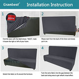 Granbest Water Repellent Futon Cover High Stretch Armless Sofa Covers Foldable Sofa Bed Covers Jacquard Futon Slipcover Waterproof Furniture Protector for Kids, Pets (Futon, Gray) Granbest