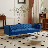 KEIKI 72" Futon Sofa Bed, 2-in-1 Loveseat, Velvet Upholstered Couches for Living Room, Sofa Sleeper for Small Space, Small Apartment Friendly Modern Home Soft Comfortable Folding Bed, Blue KEIKI