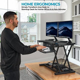 VERSADESK PowerPro™ 36 Inch Electric Standing Desk Converter, Height Adjustable Sit to Stand Up Desk Riser, Laptop and Dual Monitor Desktop Workstation with Wide Keyboard Tray and USB Port, Black VERSADESK