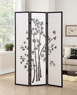 Roundhill Furniture 3-Panel Oriental Shoji Room Divider Screen, Black Roundhill Furniture