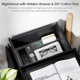 Suuiwau Black LED Nightstand with Charging Station, App - Controlled LED Lights & Sliding Top, Night Stand End Table with Hidden Compartment for Bedroom Suuiwau