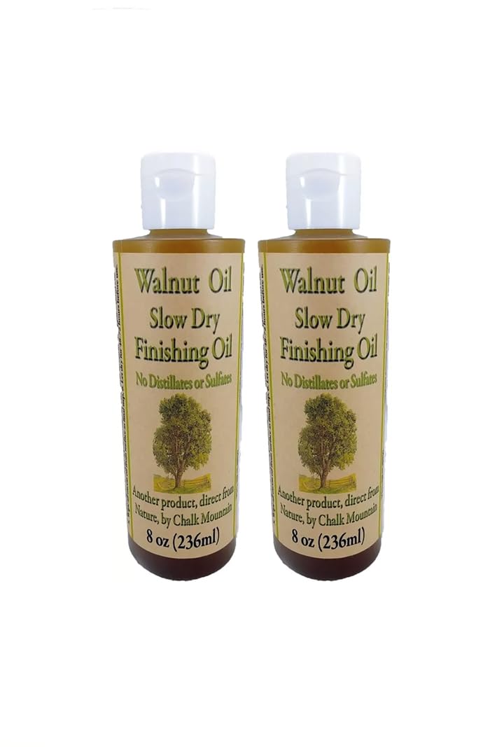 Walnut Oil Finisher Food Safe Preserve & Beautify Finished & Unfinished Wood - 8oz Bottles 2 Pack Chalk Mountain Brushes