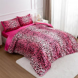 A Nice Night Leopard Printed，Satin Silky Soft Quilt Sexy Luxury Super Soft Microfiber Comforter Quilt Bedding Comforter Set Full/Queen, Light Weighted (Pink, King(88-by-102-inches)) A Nice Night