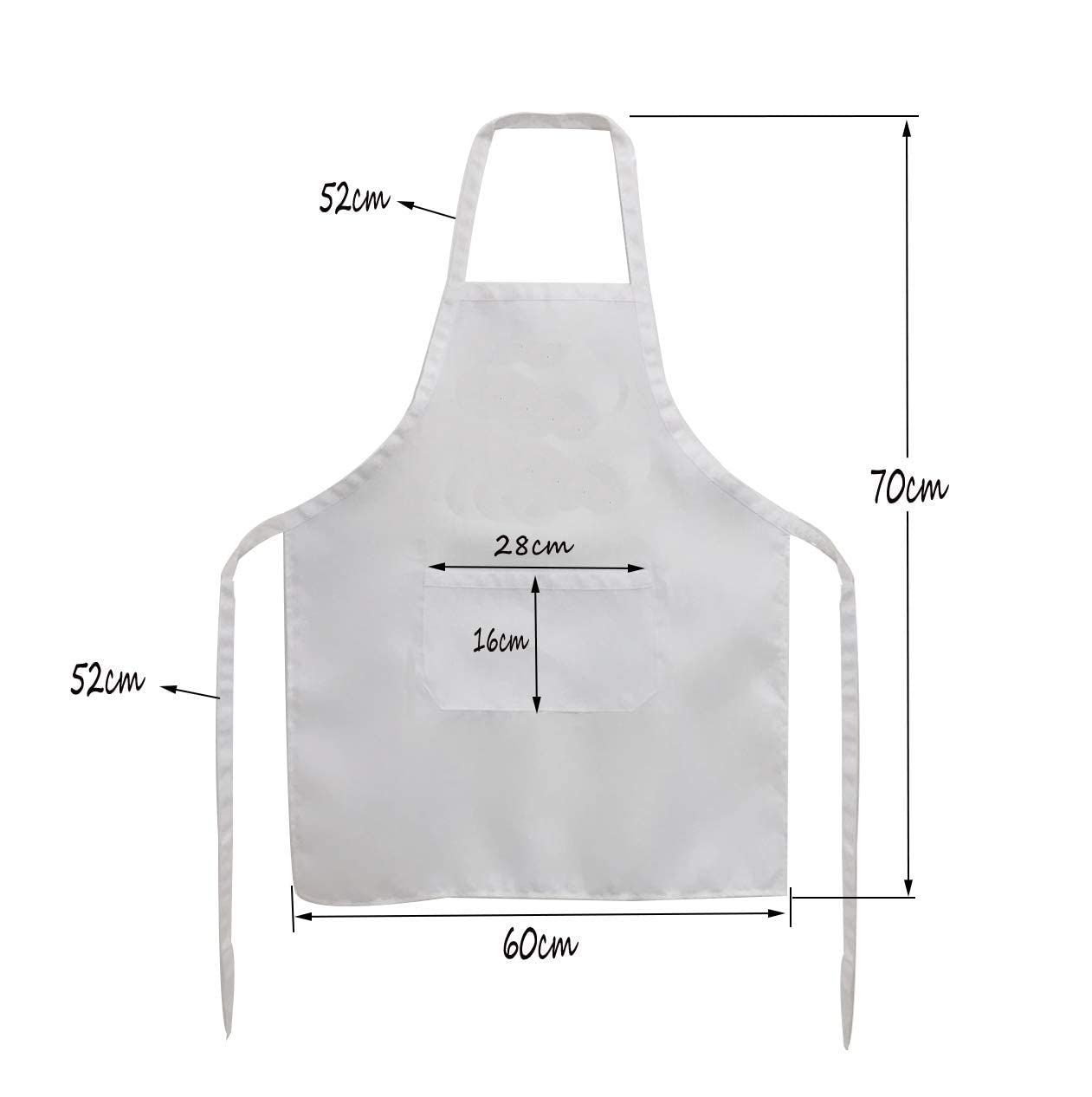 TSD STORY Total 15 PCS Plain Color Bib White Apron for Women Adult with 2 Front Pocket