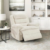 Lexicon Swivel Glider Reclining Chair, Textured Microfiber Manual Recliner, Comfy Nursery Glider Recliner, Swivel Reclining Chair for Living Room/Office/Bedroom/Apartment, Beige