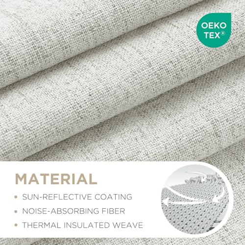 Joydeco Blackout Curtains for Bedroom - 84 Inch Long 100% Light Blocking 2 Panels Set White Drapes, Thermal Insulated Room Darkening Curtains, Linen Textured for Living Room, Rod Pocket & Back Tabs Joydeco