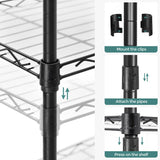 SONGMICS 6-Tier Storage Shelves, Wire Shelving Unit, Kitchen Metal Shelves, Storage Rack with Adjustable Shelves, Shelf Liners, 8 Hooks, for Garage, 11.4 x 23.2 x 63 Inches, Black ULGR066B01 SONGMICS