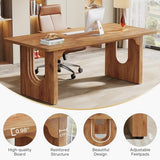 Tribesigns Modern Executive Desk, 70.9" Large Office Computer Desk, Conference Table Meeting Room Table, Simple Workstation Business Furniture for Home Office, Brown Tribesigns