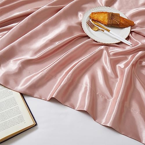 Ersmak Satin Flat Sheet Only, Single Flat Sheet Queen, Luxury & Ultra Soft Silky Bedding Top Sheet for Queen Mattress - Champagne Ersmak