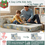 Tiita Kids Folding Sofa Bed Floor Mattress, Trifold Futon Mattress Kids Fold Up Bed, Toddler Fold Out Couch Beds, Foldable Toddler Floor Beds Nap Mat with Storage Bag, Green Dinosaur Tiita