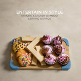 COOK WITH COLOR Bamboo Cutting Board Set- 3 Pc. Large, Medium and Small Non Slip Cutting Boards for Kitchen, Meats, Veggies and Fruit (Light Blue) COOK WITH COLOR