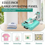 Heat Press, 15x15 Inch T-Shirts Heat Press Machine, Digital Sublimation Printer, High Pressure Heat Transfer Machine with 2-Layer Insulation Cotton for T-Shirts Pillows Bags, White ChicCoutured