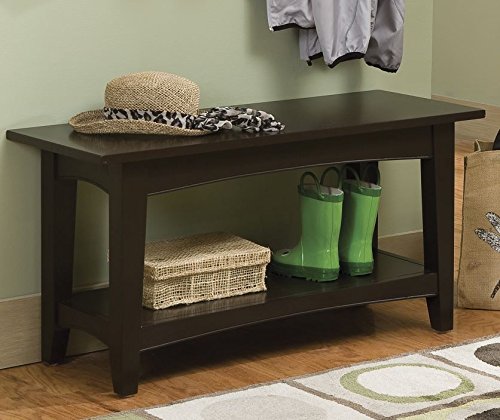 Alaterre Furniture Shaker Cottage Bench with Shelf, FURNITURE, Chocolate Alaterre Furniture