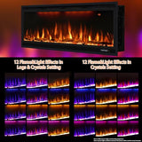 42 inch Smart Electric Fireplace with App Control, Wall Mount & in Wall recessed Fireplace Inserts, Multicolor Flame w/Realistic Log &Crystals, Overheating Protection and Timer, 750W/1500W, Black Dreamflame
