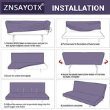 ZNSAYOTX Stretch Fit Futon Cover (67"-82") Armless Futon Sofa Bed Slipcover with Elastic Band, Universal Foldable Sofa Mattress Protector Full Queen Size, Washable Comfort Jacquard (Wine Red) ZNSAYOTX