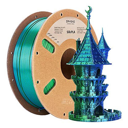 ERYONE Silk Dual Color Filament PLA 3D Printer 1.75mm +/- 0.03mm, Coextrusion Filament PLA Shiny Filament 1kg(2.2lbs), Blue Green - WoodArtSupply