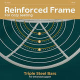 Bme 40" Ergonomic Wicker Papasan Chair with Soft Thick Density Fabric Cushion, High Capacity Steel Frame, 360 Degree Swivel for Living, Bedroom, Reading Room, Lounge Bme