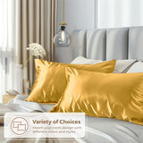 Pure Bedding Satin Pillowcase 2 Pack - King Size (20"x40", Gold) - Silky Pillow Cases for Hair and Skin - Satin Pillow Covers with Envelope Closure - Extra Soft Premium Microfiber Pure Bedding