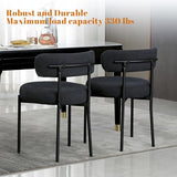 DYHOME Black Boucle Dining Chairs Set of 4, Modern Upholstered Dining Chairs with 4" Thick Cushion and Sturdy Metal Legs for Dining Room, Kitchen DYHOME