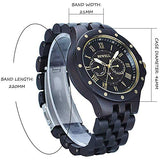 BEWELL Wood Watches for Men, Vintage Mens Wrist Watches with Calendar Luminous Hands Wooden Strap (Black Sandalwood) BEWELL
