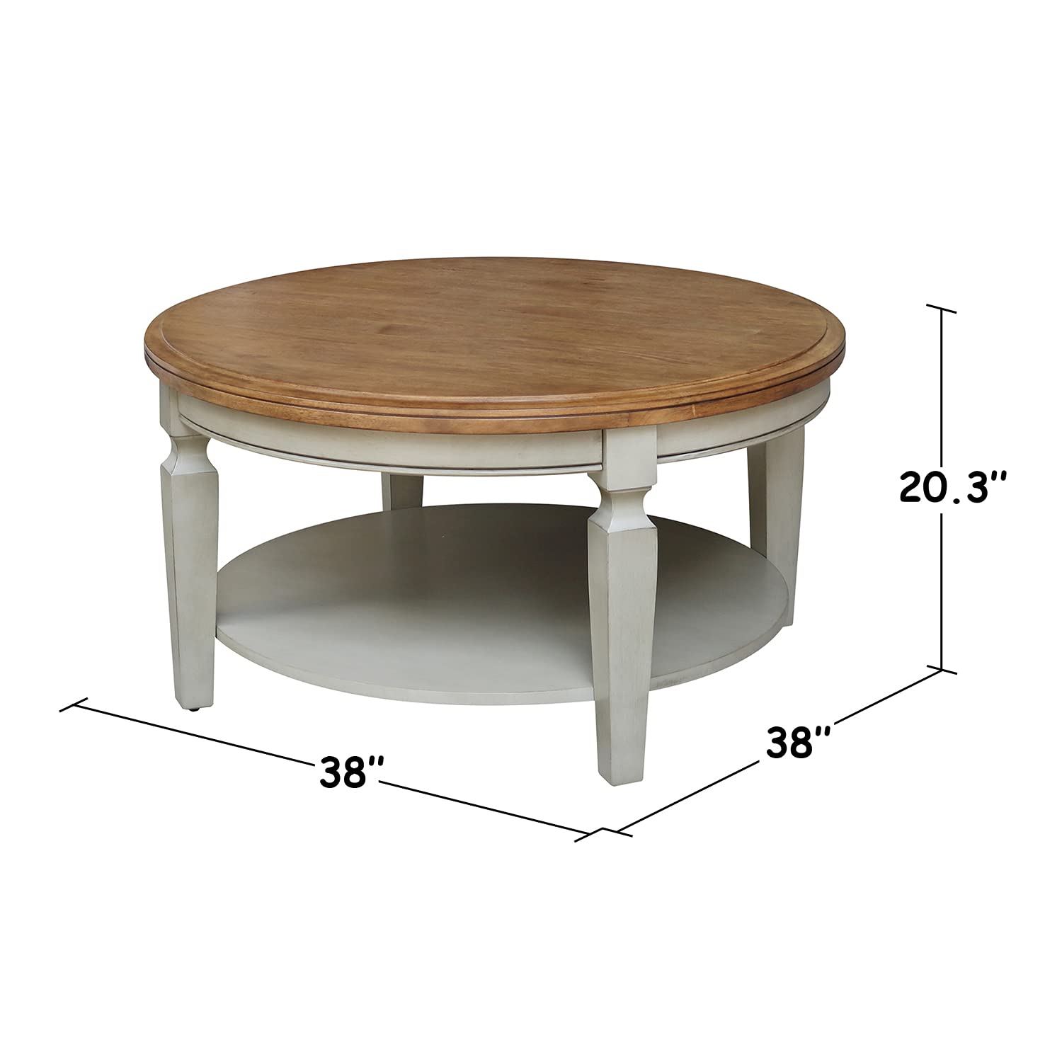 International Concepts Vista Round Hickory Stone Coffee Table - WoodArtSupply