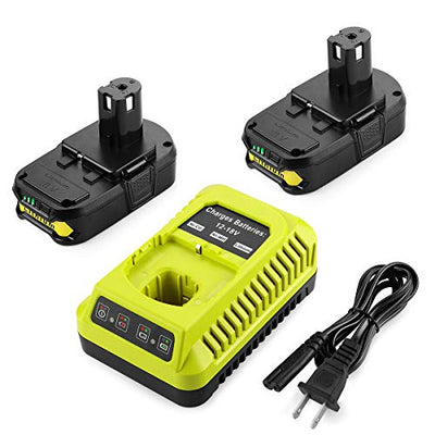 Energup 2Pack 3.5A P102 18V Battery for 18Volt Ryobi Batteries 18V Lithium with Charger for P117 P118 Ryobi Charger for 18V ONE+ P108 P107 P104 P105 P103 for Ryobi 18v Lithium Battery