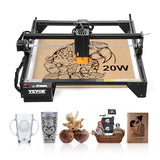 VEVOR 20W Output, Laser Engraving Cutter Machine, 13.7 x 15.7 in/35 x 40 cm Working Area, 10000 mm/min Movement Speed, Compressed Spot with Eye Protection, for Wood, Certain Metal, Black VEVOR