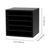 VEVOR Literature Organizers, 5 Compartments Office Mailbox with Adjustable Shelves, Wood Literature Sorter 13.9x12x13 inches for Office, Home, Classroom, Mailrooms Organization, EPA Certified, Black VEVOR
