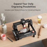 LONGER RAY5 Mini 3.5W Laser Engraver with Rotary Roller Kit, 12000mm/min High-Speed Cutter for Wood, Metal, Acrylic, Leather, DIY CNC, 130x140mm Engraving Area, WiFi, Emergency Stop Safety Longer