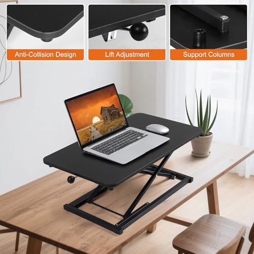 Raathionty Standing Desk Converter Adjustable Height,Keyboard Riser for Stand Up Desk Riser,Computer Keyboard Stand for Desktop,Ergonomic Sit Stand Computer Workstations Black Size 23.6 Inch Raathionty