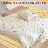 Japanese Tatami Mat Floor Bed, Knotless Solid Wood, Roll-Up Slatted Bed Plate with 2 Storage Straps, Moisture-Proof and Breathable for Floor Sleeping or Futon Mattress, Queen FHNI