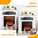 SIMOE 32" Electric Fireplace with Mantel, 1400W Freestanding Fireplace for Living Room, Remote Control, Overheat Protection, Adjustable 3D Flame, Timer, White SIMOE