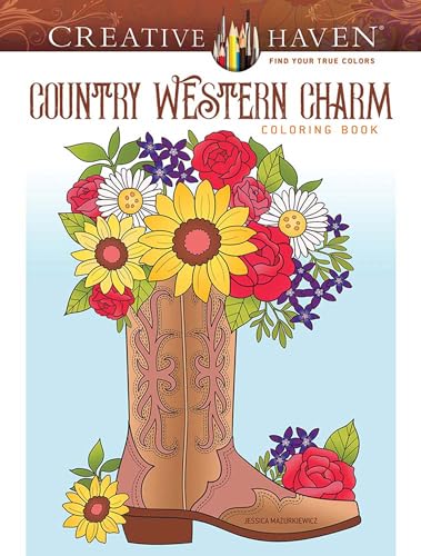 Creative Haven Country Western Charm Coloring Book (Adult Coloring Books: In The Country) WoodArtSupply