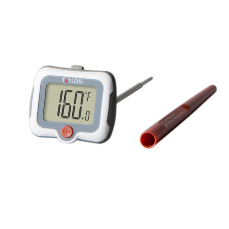 Taylor Pivoting Head Instant Read Digital Meat Food Grill BBQ Cooking Kitchen Thermometer with Protective Sleeve, Gray Taylor