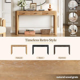 Merax 52" Console Table with 3 Drawers, Rustic Entryway Table with Curved Corners, Narrow Long Sofa Table for Living Room, Hallway, Entrance, Behind Couch, Foyer, Sturdy Thick Legs, Natural Merax