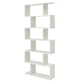 Giantex Geometric Bookcase White, S-Shaped Wooden Bookshelf, 6-Tier Modern Freestanding Decorative Storage Display Shelves for Bedroom, Living Room Giantex