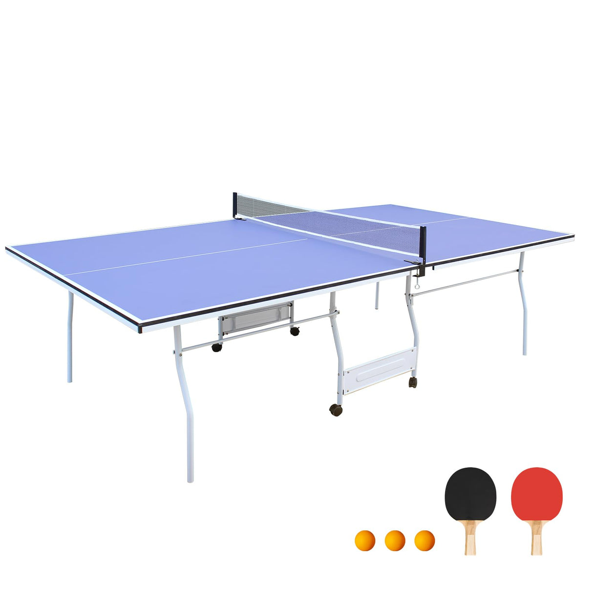 SculPong 9FT Table Tennis Table, Foldable Ping Pong Table Set for Indoor Games, Portable Table Tennis Table with Net, 2 Table Tennis Paddles and 3 Balls SculPong