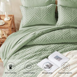 Zzlpp King Comforter Set 7 Pieces, Sage Green Tufted Bed in a Bag with Comforter and Sheets, All Season Boho Bedding Sets with 1 Comforter, 2 Pillow Shams, 2 Pillowcases, 1 Flat Sheet, 1 Fitted Sheet Zzlpp