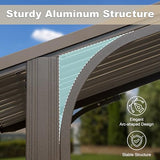 Domi 8x5FT Hardtop Grill Gazebo, Outdoor BBQ Gazebo with 2 Side Shelves and Ceiling Hook, Outdoor Grill Canopy with Galvanized Steel Double Roof for Patio Lawn Backyard Deck, Brown domi outdoor living