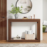 AVZEAR Fluted Entryway Console Table with Storage Shelf, 43" Mid-Century Couch Table Behind Sofa Long and Skinny for Living Room Hallway Entrance Foyer, Walnut AVZEAR
